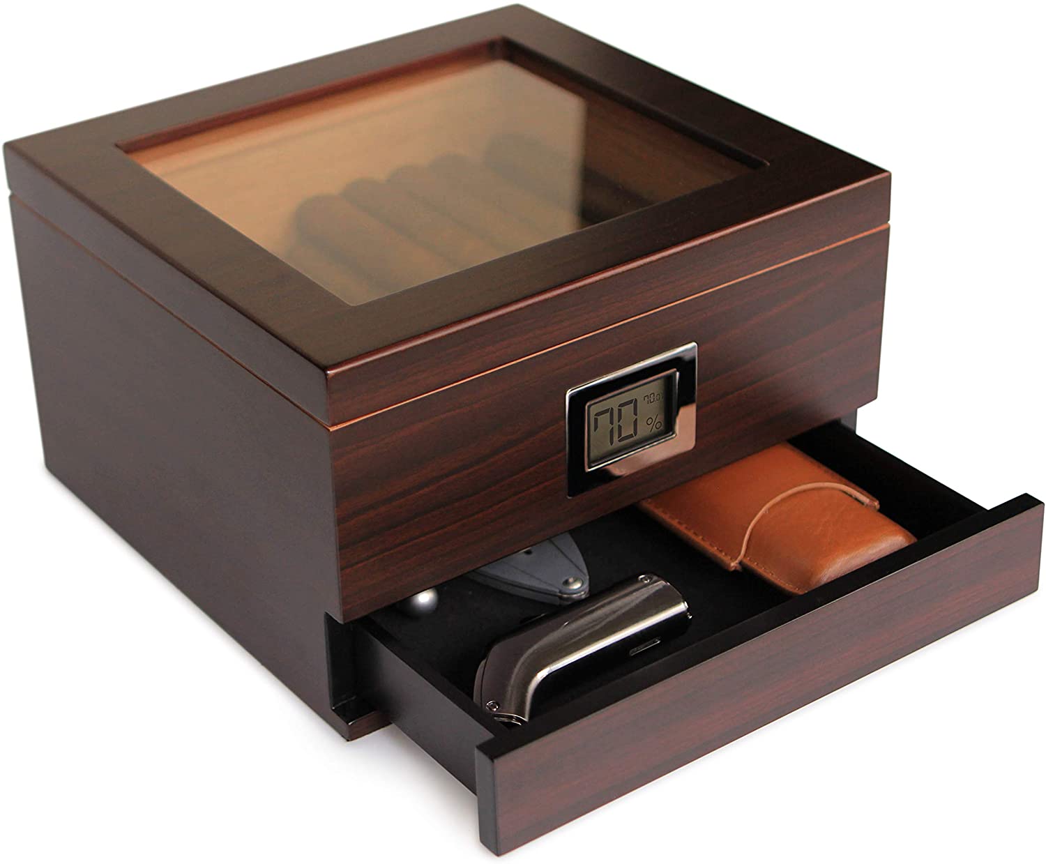 Glass Top Handcrafted Cedar Humidor | Cigarknights.com | Cigar Accessories Plus More